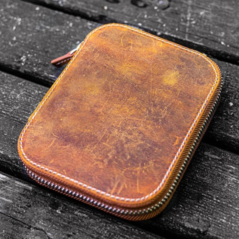 Galen Leather 14 Slot Collector Pen Case for Kaweco Pens - Crazy Horse Brown
