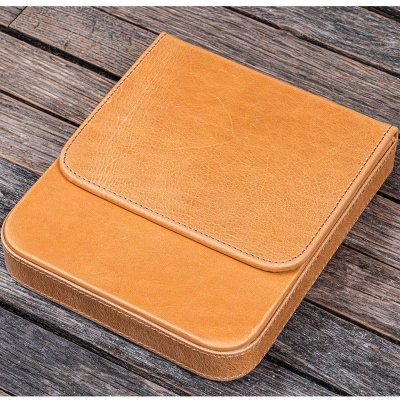 Galen Leather 6 Slot Magnum Opus Pen Case - Crazy Honey Ochre (with Removable Tray)
