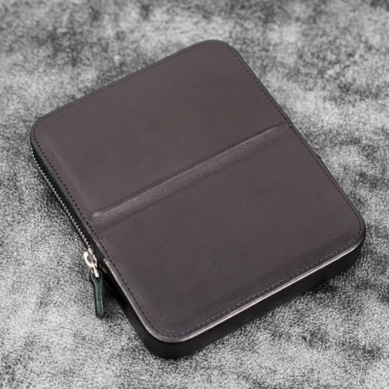 Galen Leather 6 Slot Zippered Magnum Opus Pen Case - Black