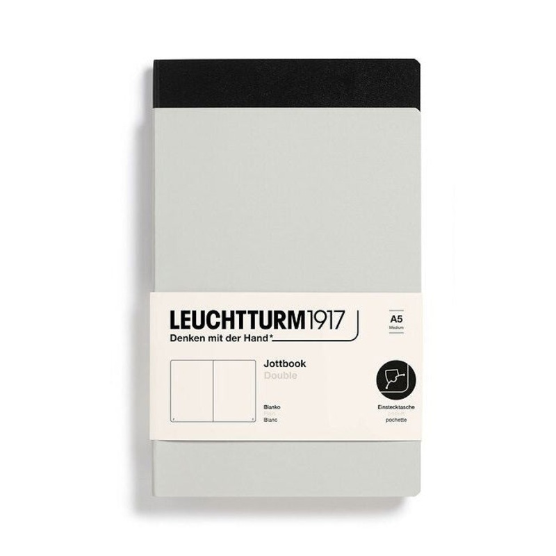 Leuchtturm1917 Jottbook A5 Medium Flexcover Plain Notebook Set - Light Grey & Black