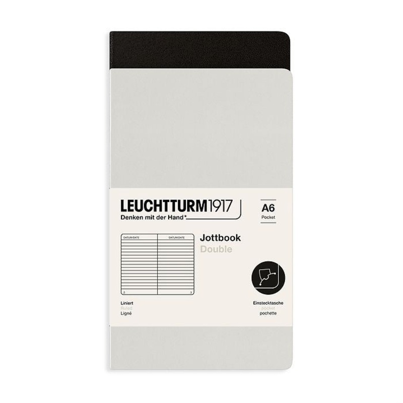 Leuchtturm1917 Jottbook A6 Pocket Flexcover Ruled Notebook Set - Light Grey & Black