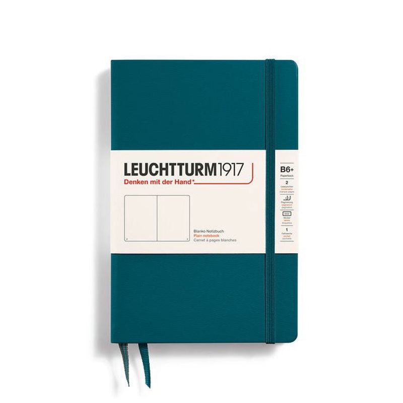 Leuchtturm1917 Paperback B6+ Hardcover Plain Notebook - Pacific Green (Discontinued)