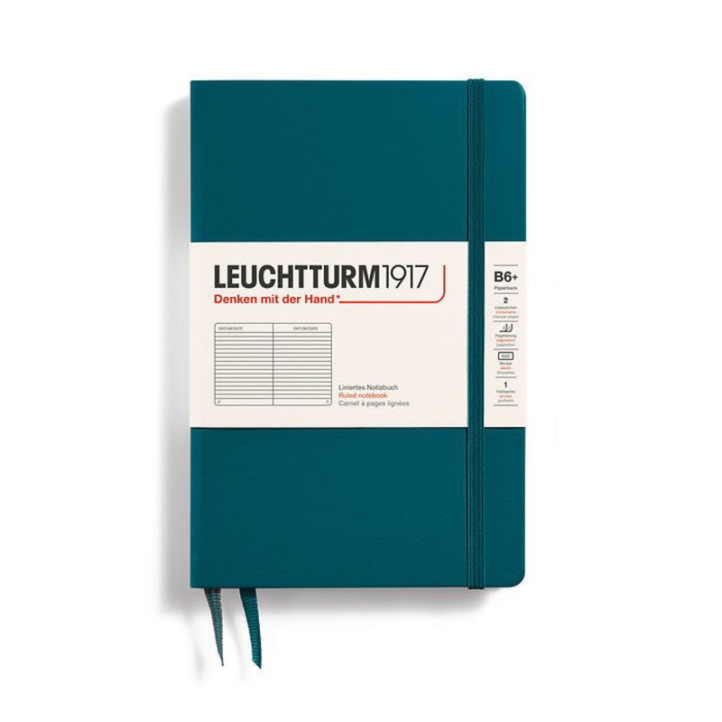 Leuchtturm1917 Paperback B6+ Hardcover Ruled Notebook - Pacific Green (Discontinued)