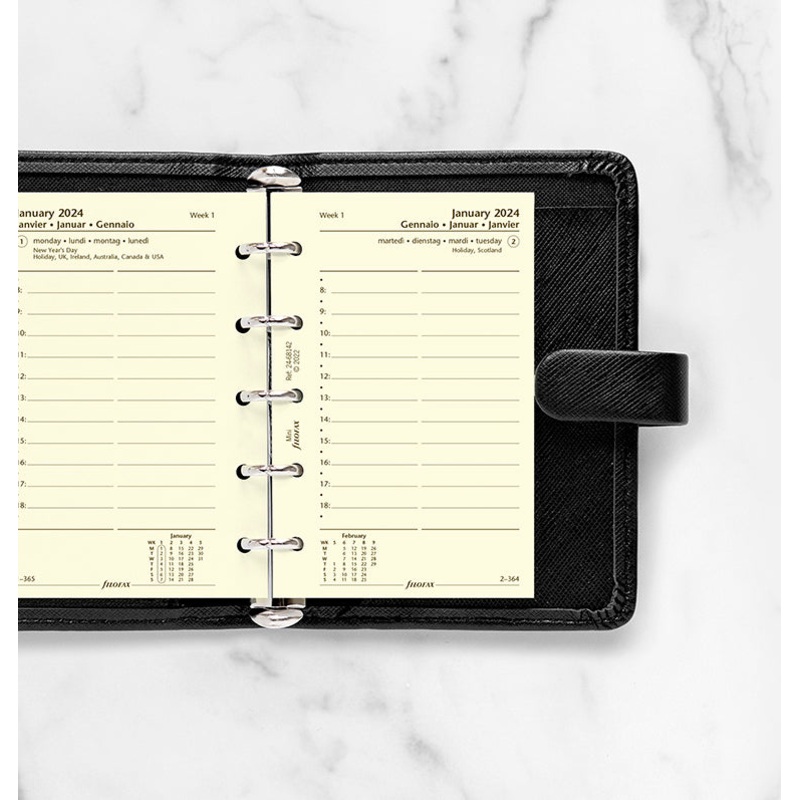 Filofax 2024 Mini One Day On A Page with Appointments Planner - Cotton Cream Multilanguage