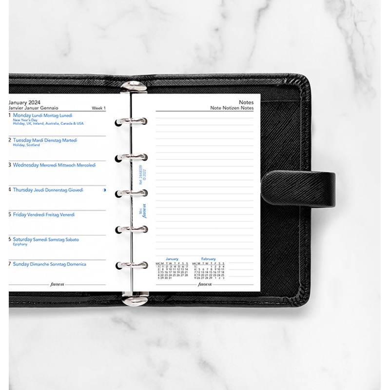 Filofax 2024 Mini Week On One Page with Notes Planner - Multi-language