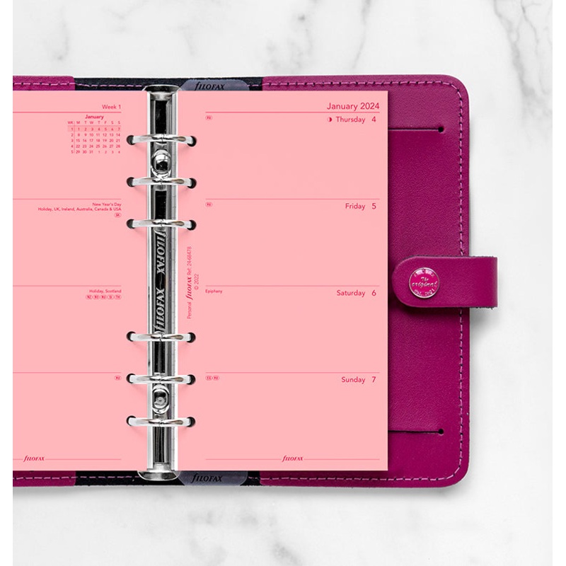 Filofax 2024 Personal Week on Two Pages Planner - Pink