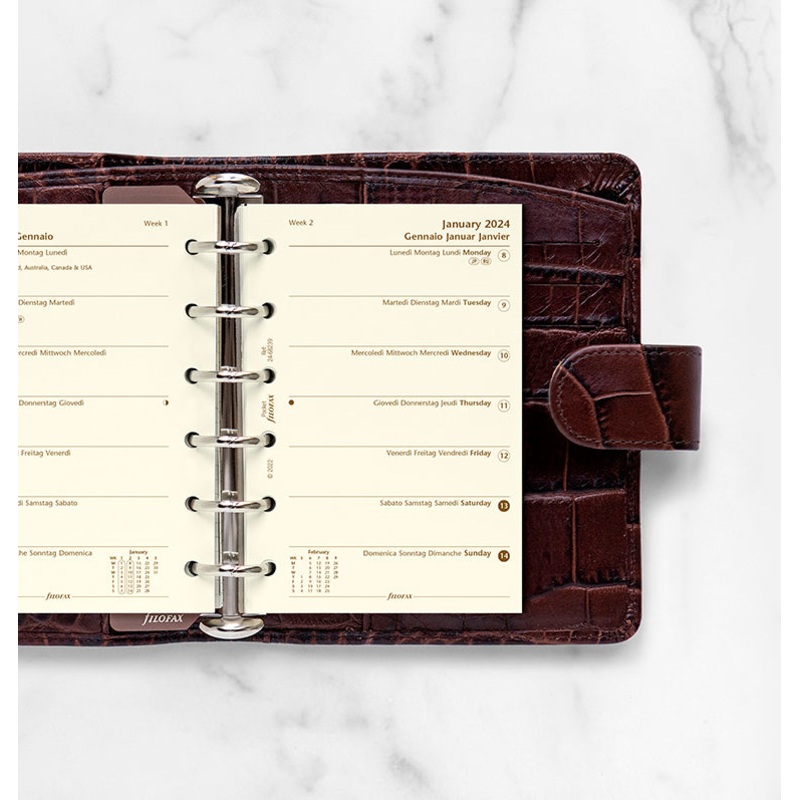 Filofax 2024 Pocket Week on One Page Planner - Cotton Cream