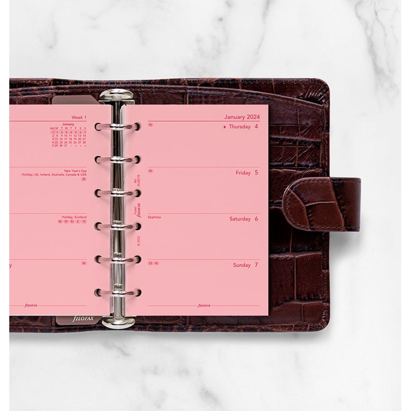 Filofax 2024 Pocket Week on Two Pages Planner - Pink
