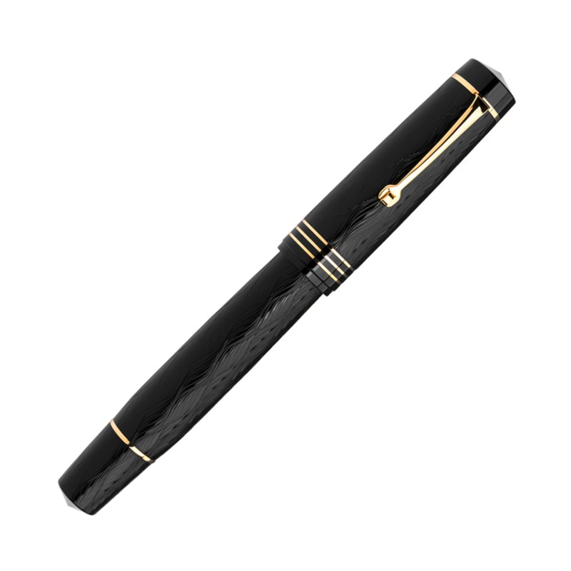 Leonardo Audace Guilloch Fountain Pen - Black Intense (14K Gold #8) (Limited Edition)