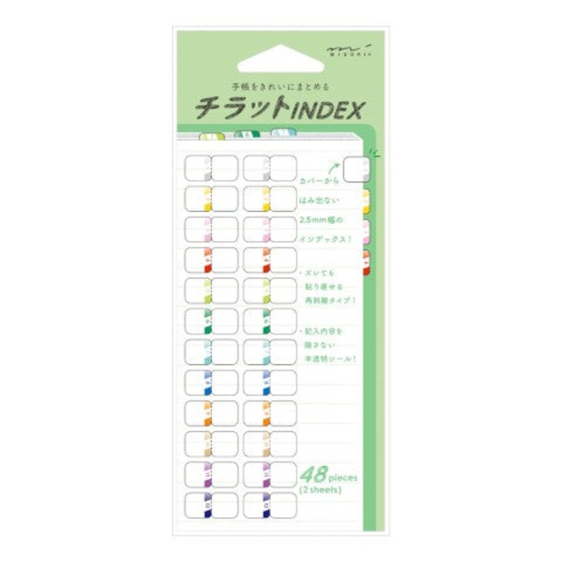 Midori Chiratto Index Label - Small Numbers (Colored)