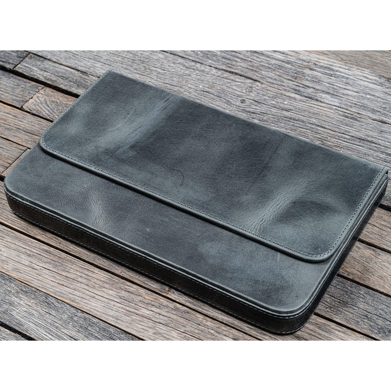 Galen Leather 12 Slot Magnum Opus Pen Case - Crazy Smoky (with Removable Pen Tray)