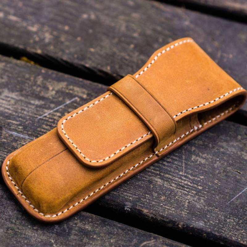 Galen Leather 2 Pen Flap Case - Crazy Horse Brown