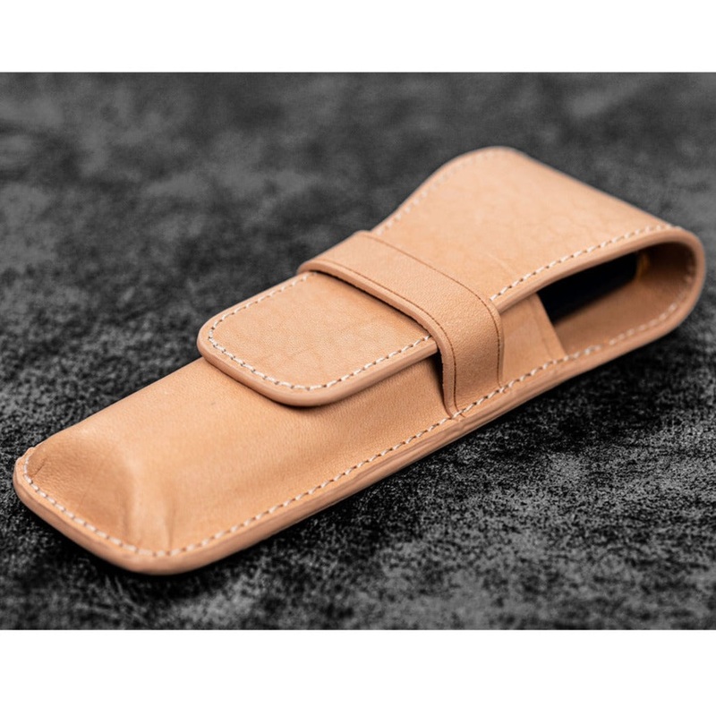 Galen Leather 2 Pen Flap Case - Undyed