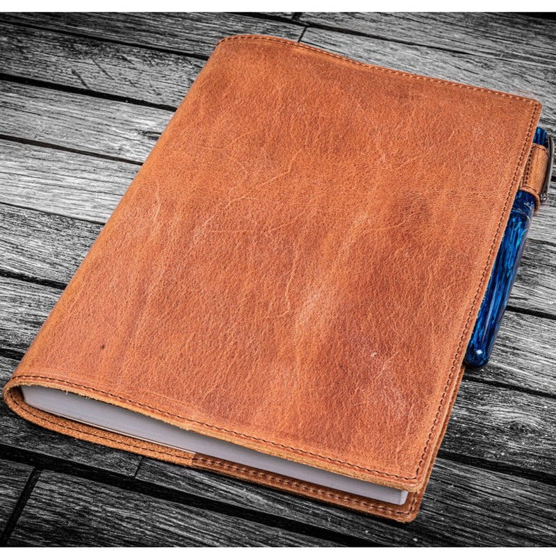Galen Leather Slim A5 Notebook/Planner Cover - Crazy Horse Tan