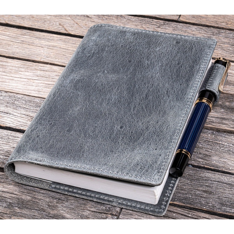 Galen Leather Slim Hobonichi Planner Cover - Crazy Horse Smoky