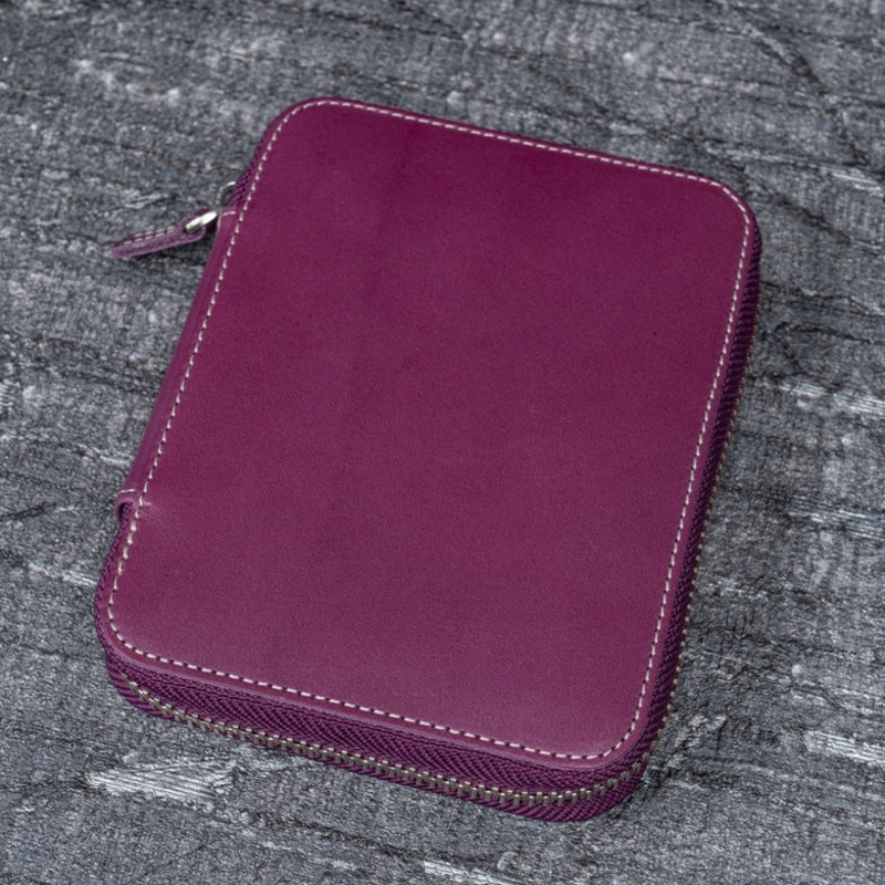 Galen Leather 10 Slot Zippered Pen Case - Purple
