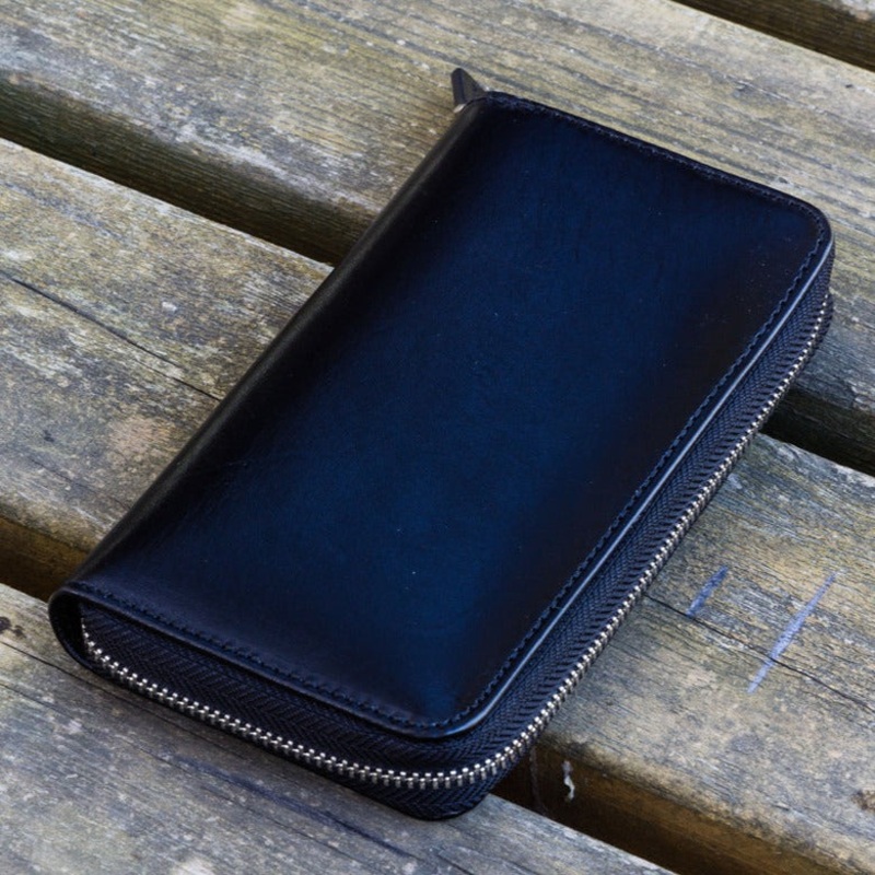 Galen Leather 3 Slot Zippered Pen Case - Black