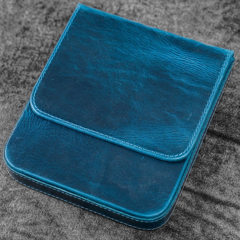 Galen Leather 6 Slot Magnum Opus Pen Case - Crazy Ocean Blue (with Removable Tray)