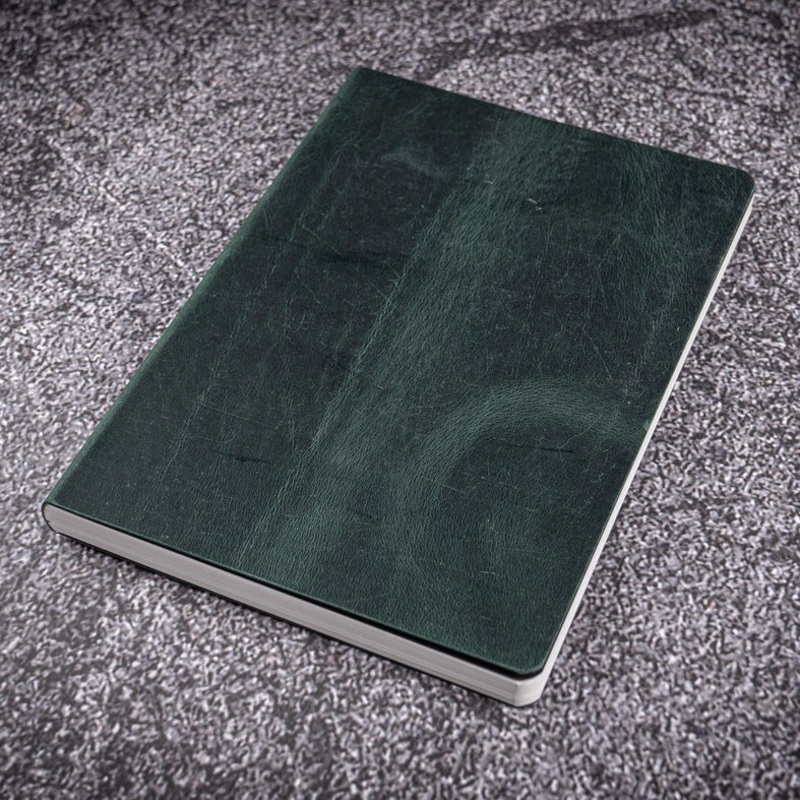 Galen Leather A5 Notebook - Crazy Horse Forest Green (Tomoe River Paper)
