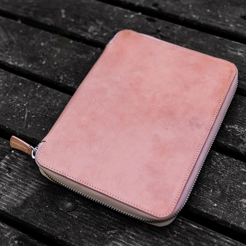 Galen Leather A5 Zippered Notebook Folio - Undyed