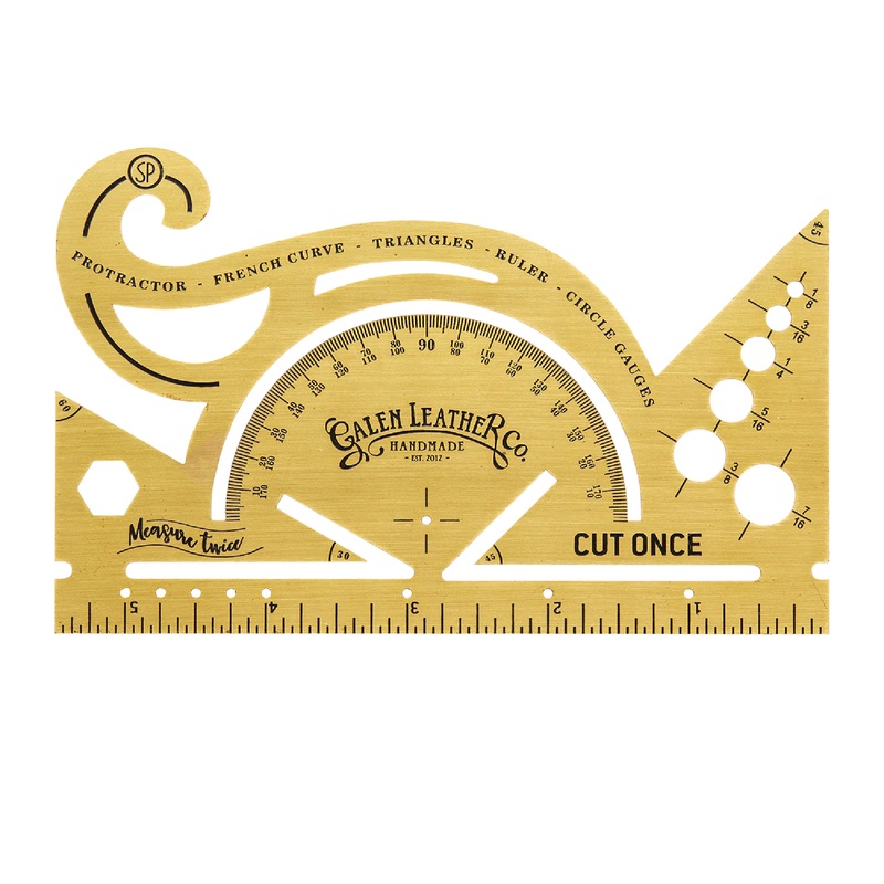 Galen Leather Brass Vintage Inspired Combine Tool Protractor (5.5 Inches)