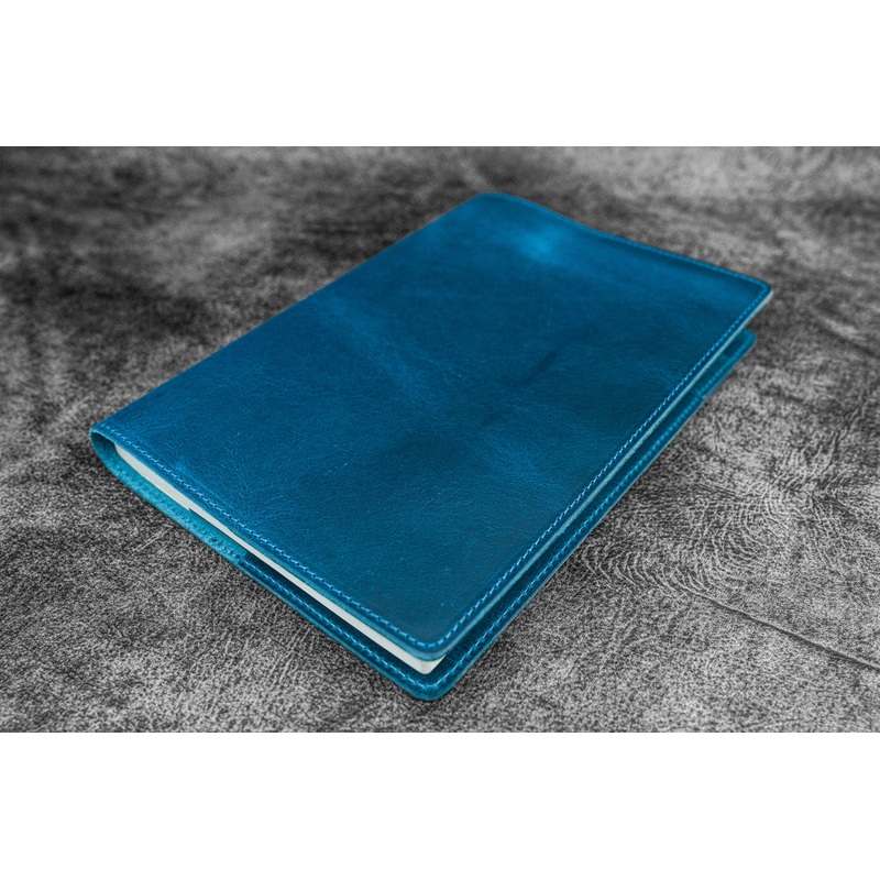 Galen Leather Slim A5 Notebook/Planner Cover - Crazy Horse Ocean Blue