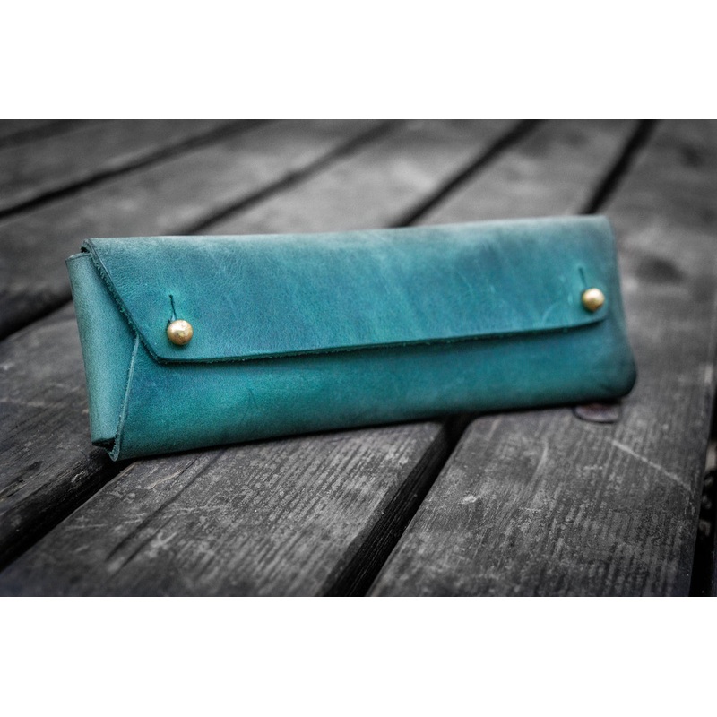 Galen Leather The Student Pencil Case - Crazy Horse Forest Green