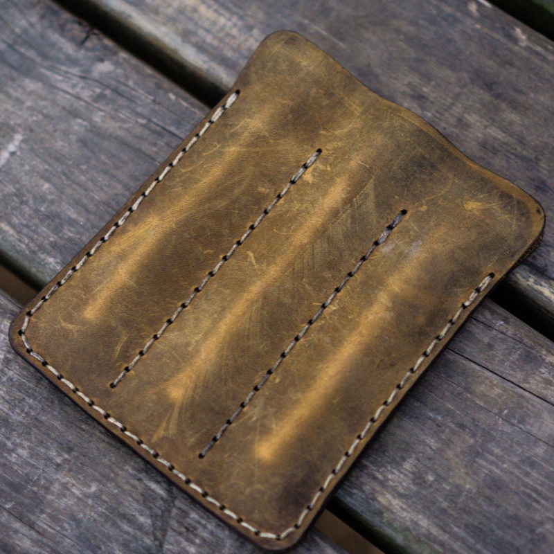 Galen Leather Triple Fountain Pen Case/Pen Pouch - Crazy Horse Brown
