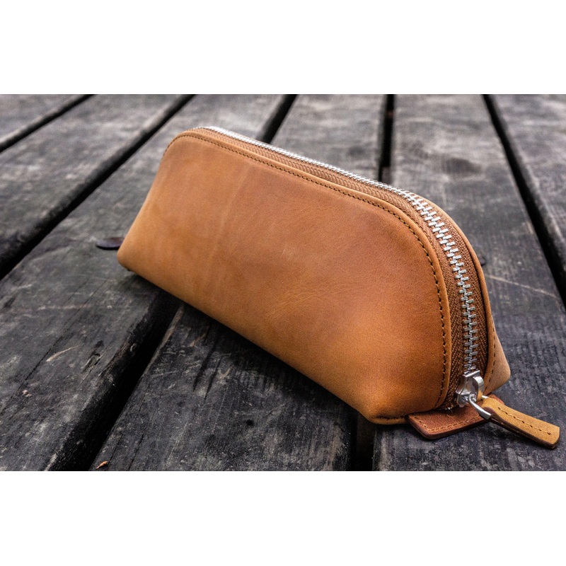 Galen Leather XLarge Pencil Case - Crazy Horse Tan (Zippered)