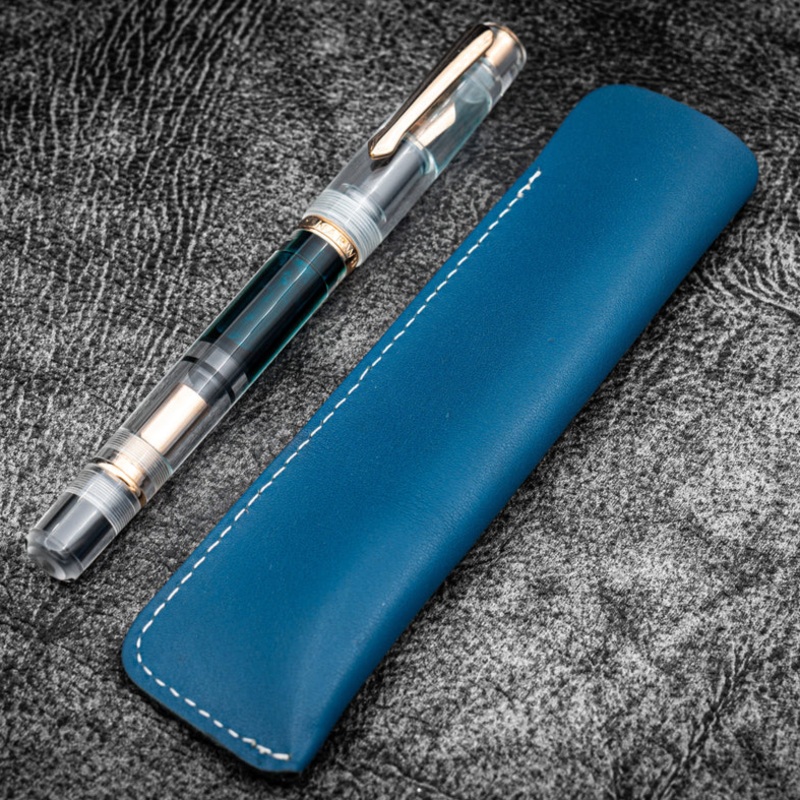 Galen Leather Single Fountain Pen Sleeve - Blue