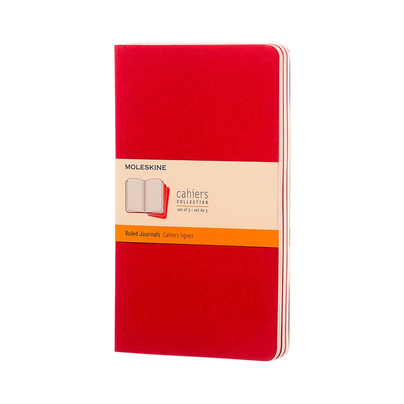 Moleskine Large Softcover Cahier Ruled Journal - Cranberry Red (Set of 3)