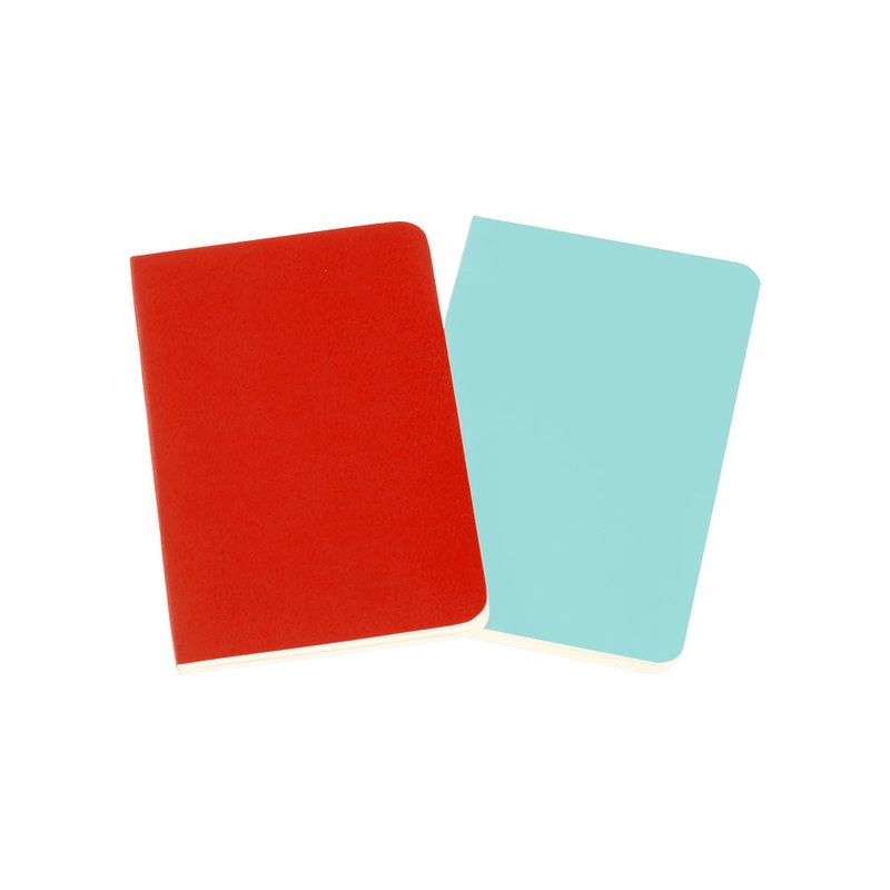 Moleskine XS Softcover Volant Ruled Journals - Coral Orange and Aquamarine Blue (Set of 2)