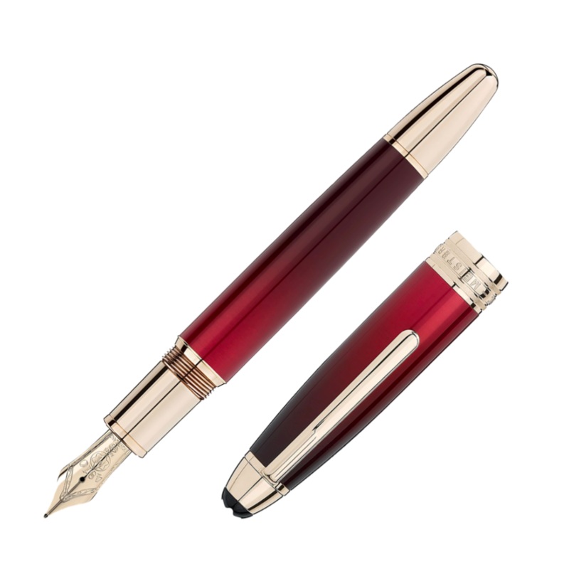 Montblanc Calligraphy Burgundy Lacquer Fountain Pen (Meisterstck Solitaire LeGrand)