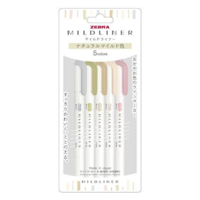 Zebra Mildliner 5 Color Set NTC