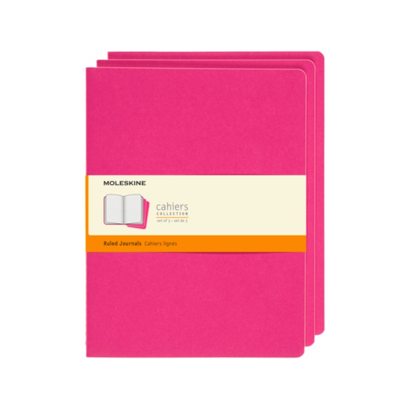 Moleskine Large Softcover Cahier Ruled Journal - Kinetic Pink (Set of 3)