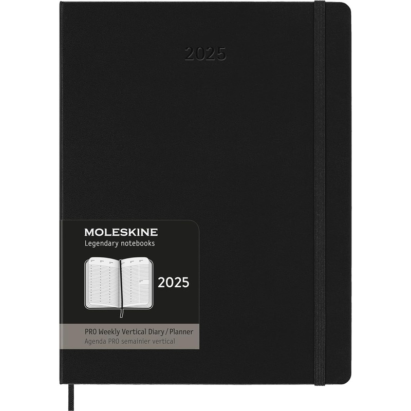 Moleskine 2025 Large Vertical Hardcover Pro Weekly Calendar - Black