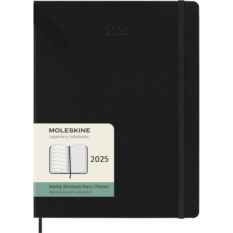 Moleskine 2025 XL Vertical Hardcover Weekly Calendar - Black