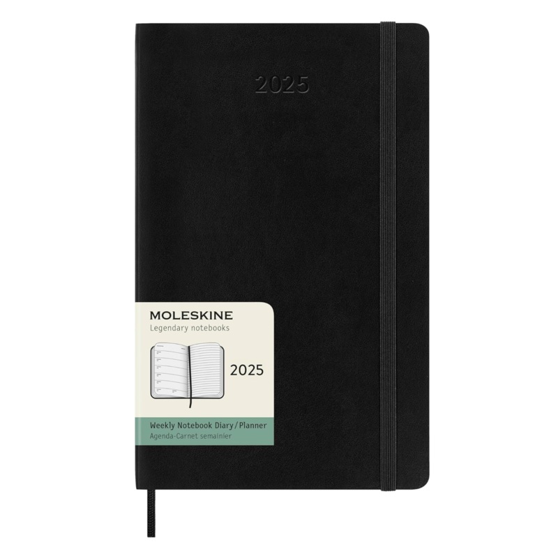 Moleskine 2025 Large Softcover Weekly Calendar with Notes - Black