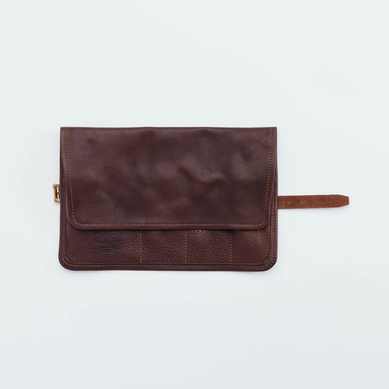 The Superior Labor Leather Roll Pen Case - Dark Brown