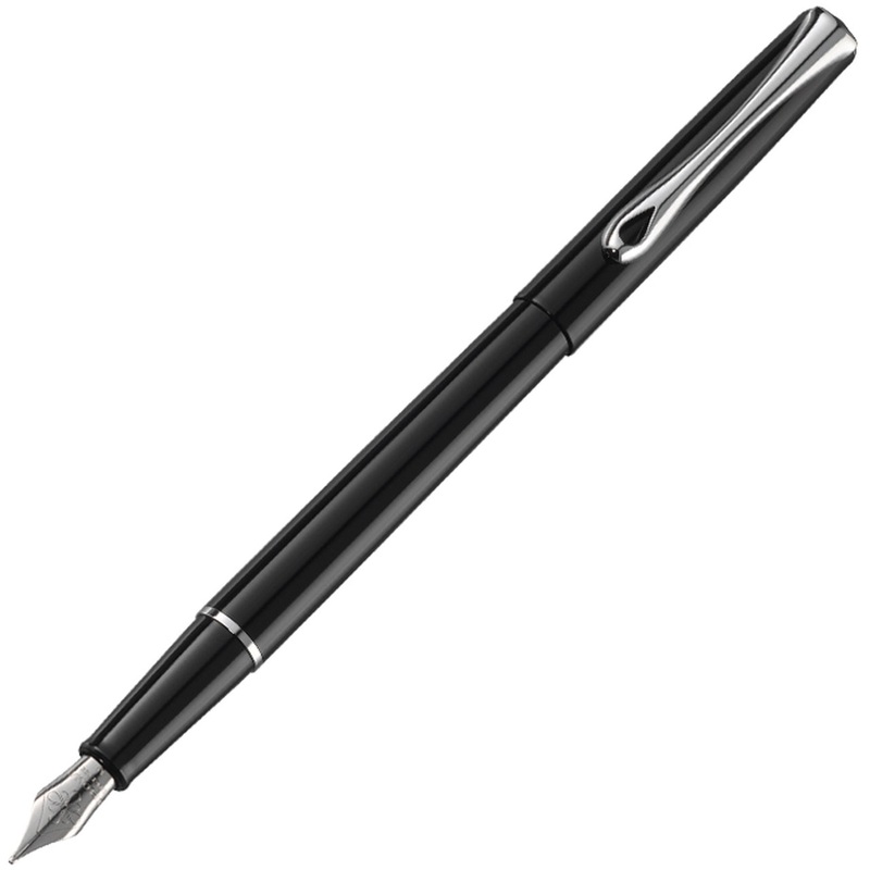 Diplomat Traveller Fountain Pen - Black Lacquer with Chrome Trim