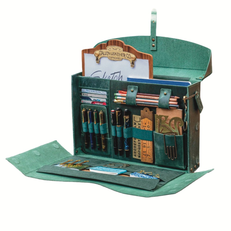 Galen Leather Writer's Medic Bag XLarge - Crazy Horse Forest Green