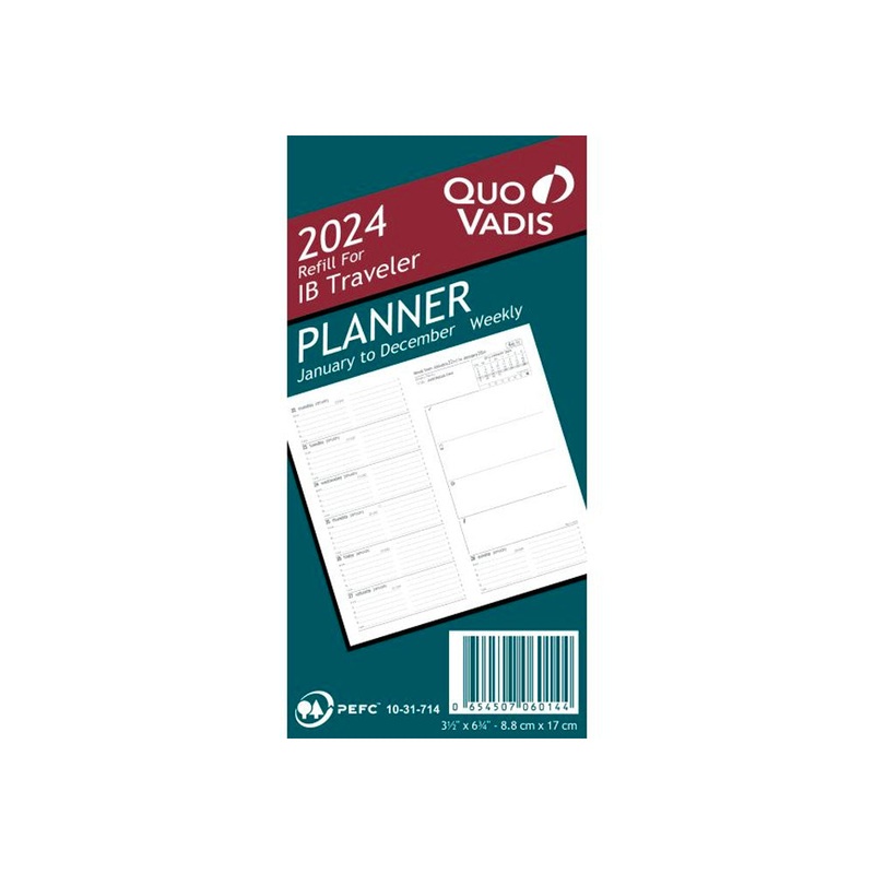 Quo Vadis 2025 IB Traveler Weekly Planner with Notes - Refill Only