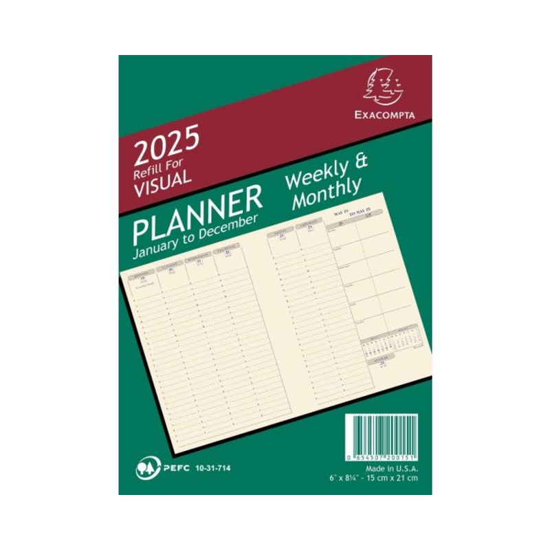 Quo Vadis 2025 Visual Vertical Weekly Planner - Refill Only