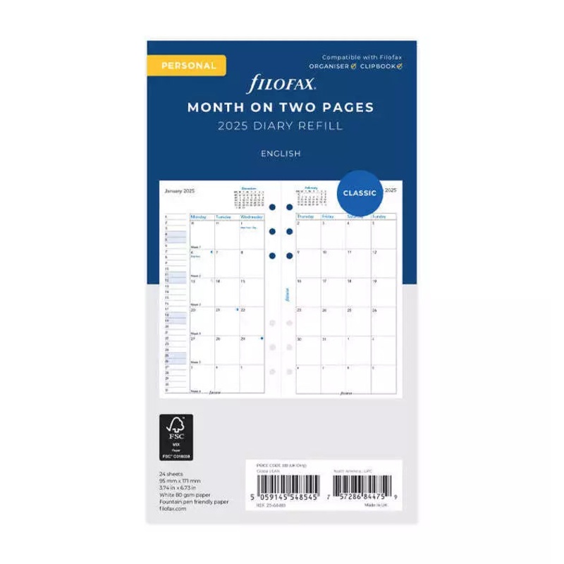 Filofax 2025 Personal Month on Two Pages Planner