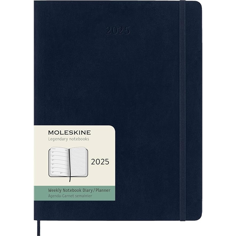 Moleskine 2025 Large Softcover Weekly Calendar with Notes - Sapphire Blue