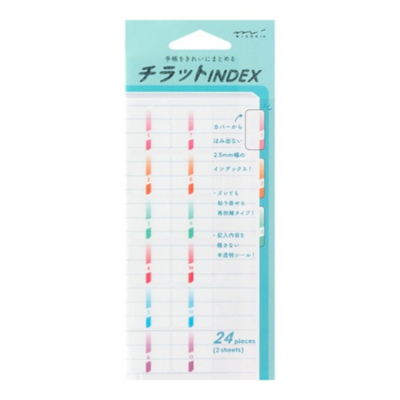 Midori Chiratto Index Label - Large Numbers (Colored)