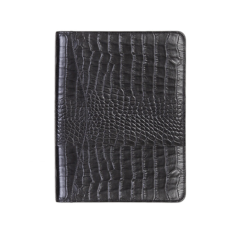 Scully 5012 Leather Pad Holder - Crocodile Black