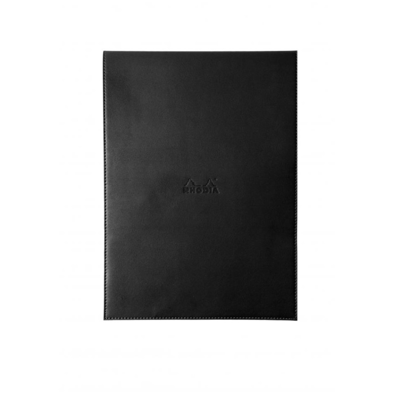 Rhodia #18 Black Leatherette Holder with Orange Graph Notepad