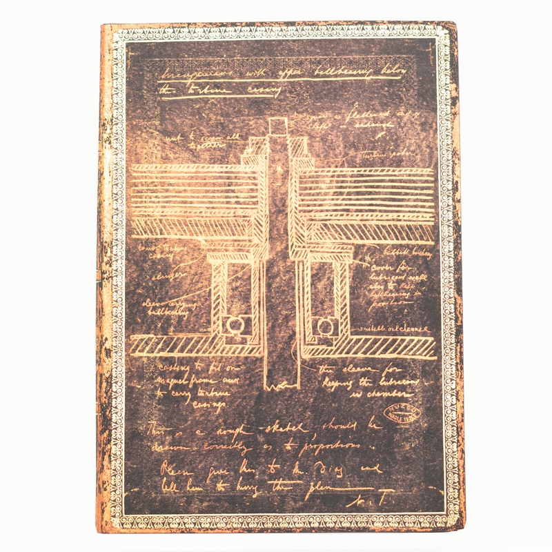Paperblanks Embellished Manuscripts Flexi - Tesla, Sketch of a Turbine Midi