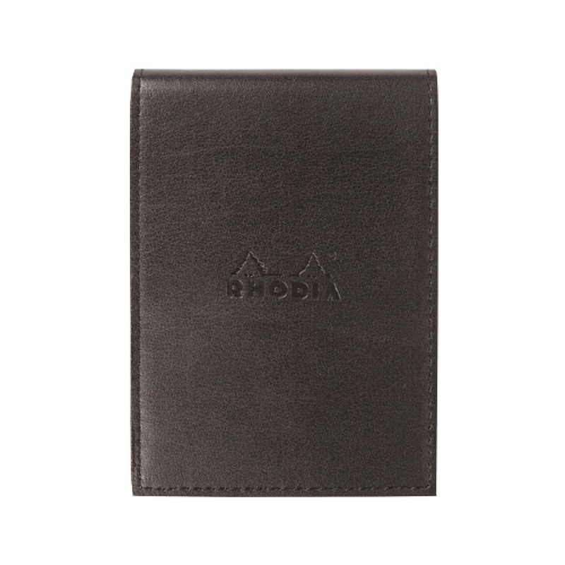 Rhodia #11 Black Leatherette Holder with Orange Graph Notepad